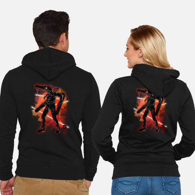 Cosmic Chainsaw-unisex zip-up sweatshirt-fanfreak1