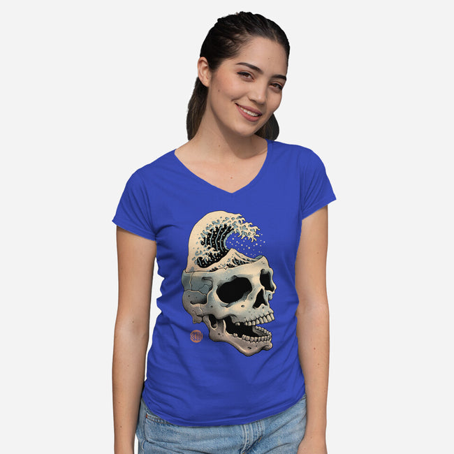 Skull Wave-womens v-neck tee-vp021