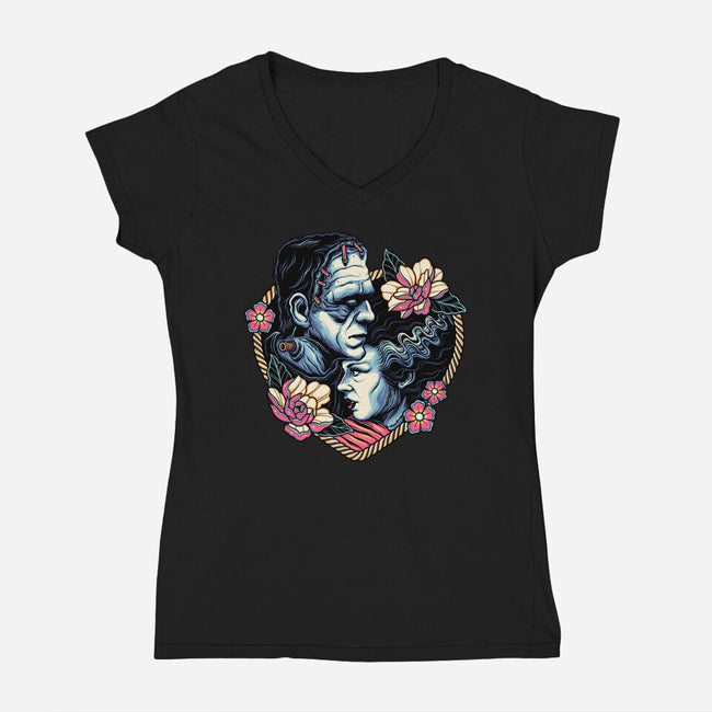 Love Monsters-womens v-neck tee-momma_gorilla