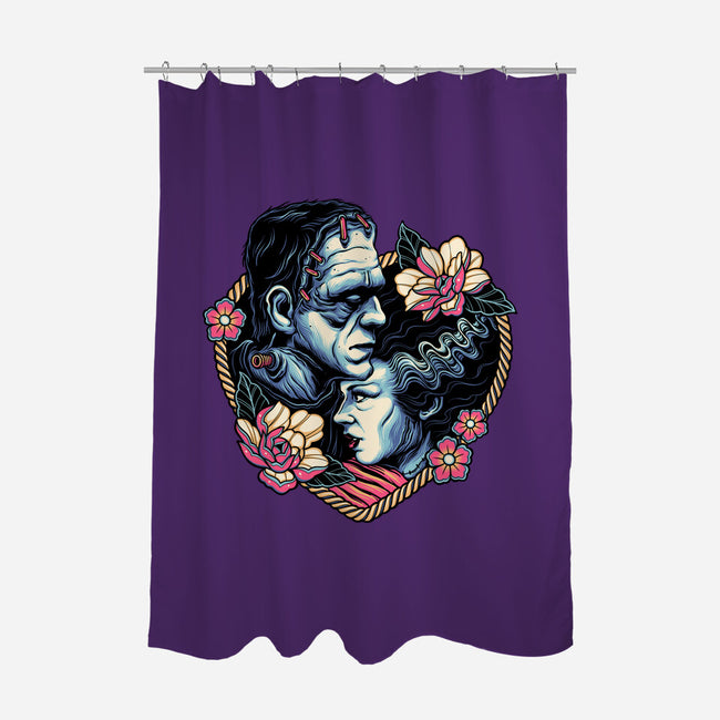 Love Monsters-none polyester shower curtain-momma_gorilla