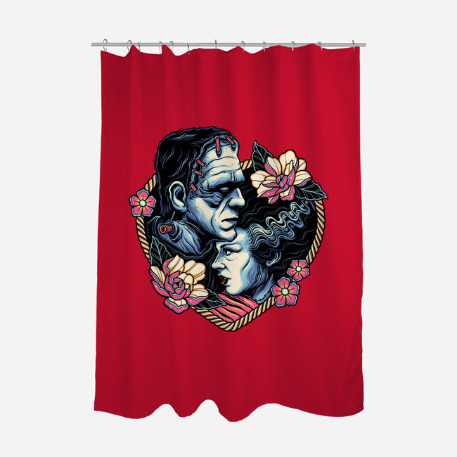 Love Monsters-none polyester shower curtain-momma_gorilla