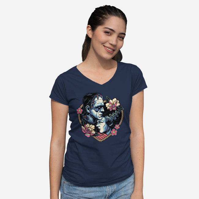 Love Monsters-womens v-neck tee-momma_gorilla
