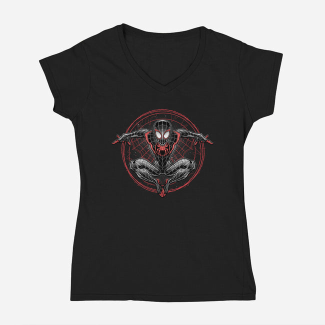 Web Slinging-womens v-neck tee-glitchygorilla