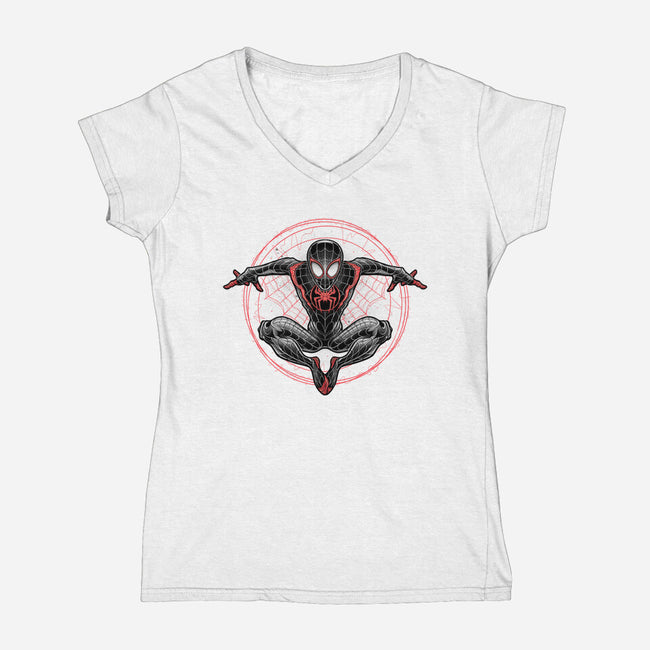 Web Slinging-womens v-neck tee-glitchygorilla