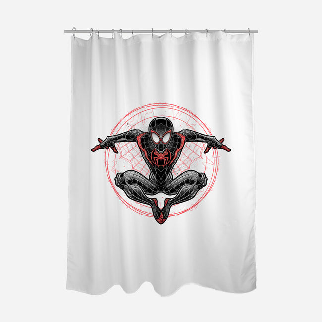 Web Slinging-none polyester shower curtain-glitchygorilla