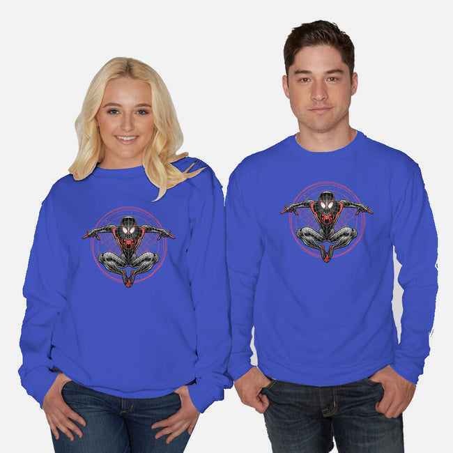 Web Slinging-unisex crew neck sweatshirt-glitchygorilla