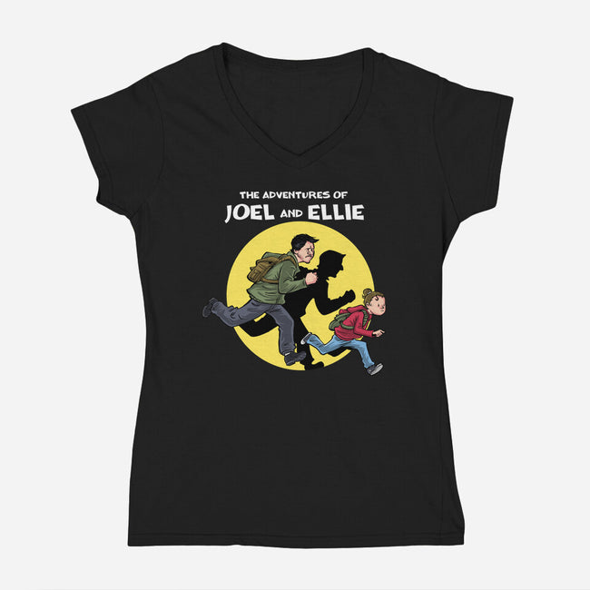 The Adventures Of Joel And Ellie-womens v-neck tee-zascanauta