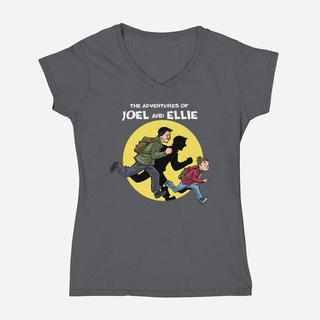 The Adventures Of Joel And Ellie-womens v-neck tee-zascanauta