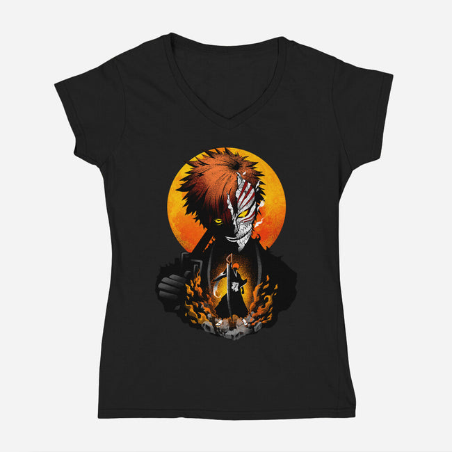 Hollow Mask Ichigo-womens v-neck tee-hypertwenty