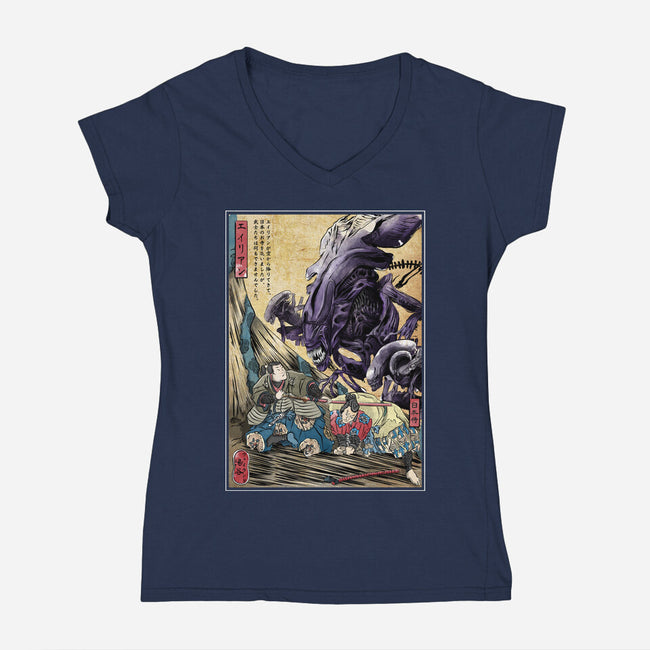 Aliens In Japan-womens v-neck tee-DrMonekers