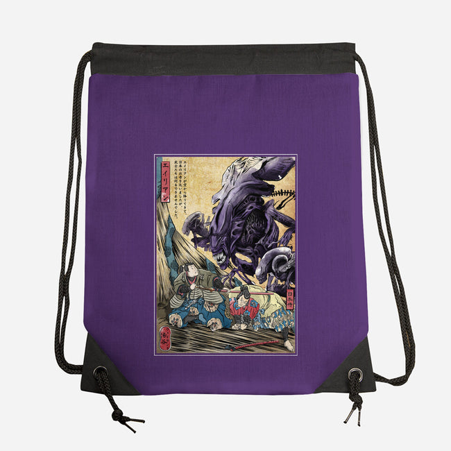 Aliens In Japan-none drawstring bag-DrMonekers