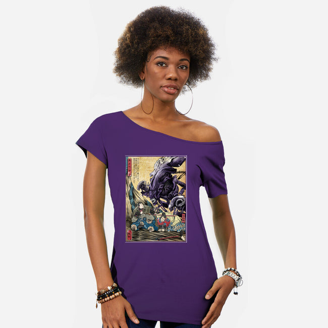 Aliens In Japan-womens off shoulder tee-DrMonekers