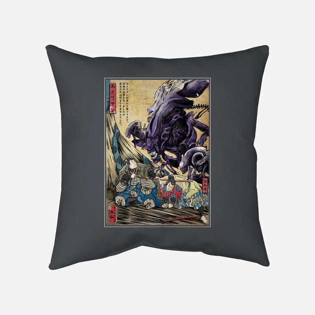 Aliens In Japan-none removable cover throw pillow-DrMonekers