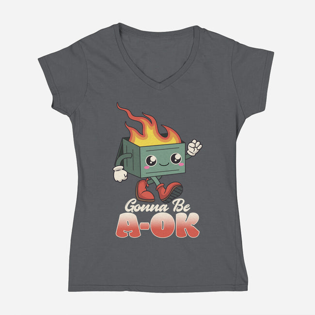 Gonna Be A-OK-womens v-neck tee-RoboMega