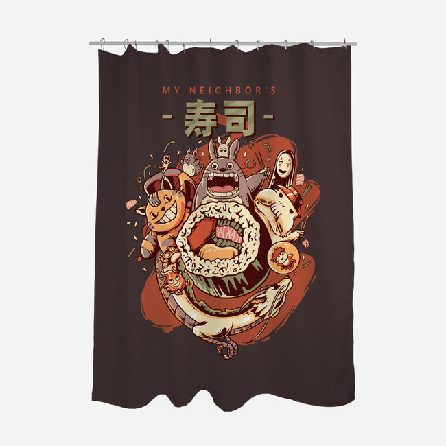 My Neighbor's Sushi Kawaii-none polyester shower curtain-daizzystudio