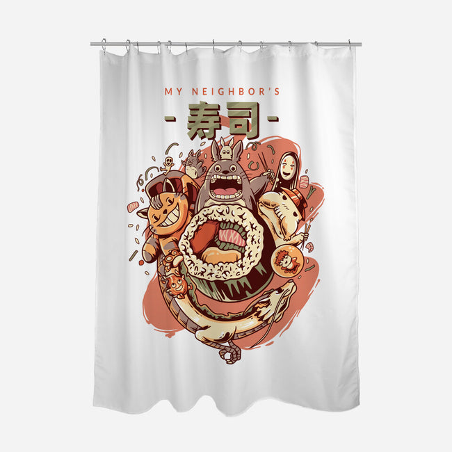 My Neighbor's Sushi Kawaii-none polyester shower curtain-daizzystudio