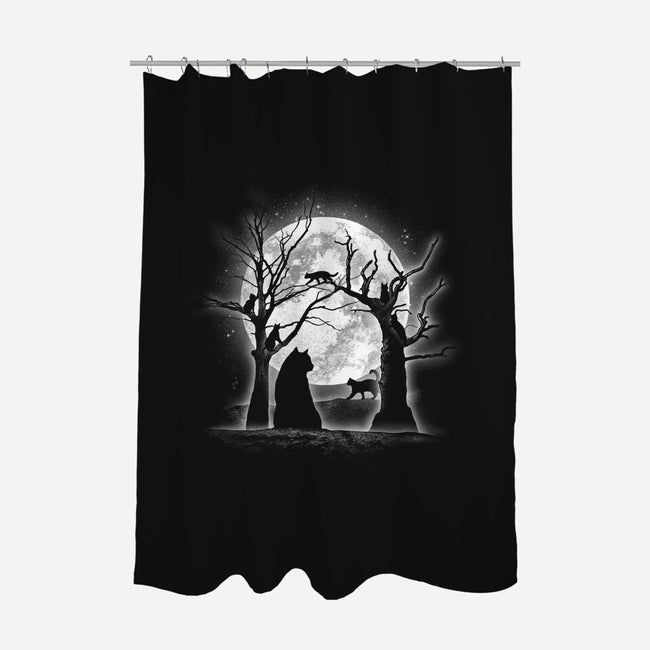 Moonlight Felines-none polyester shower curtain-fanfreak1
