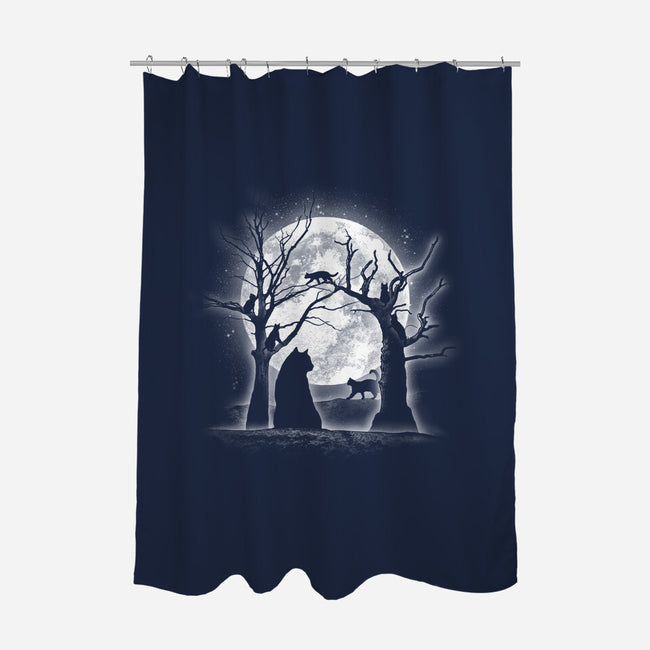 Moonlight Felines-none polyester shower curtain-fanfreak1