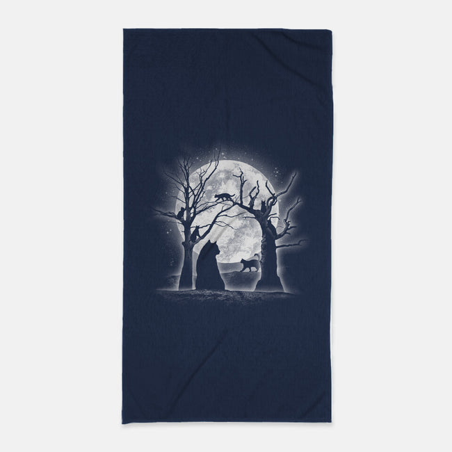 Moonlight Felines-none beach towel-fanfreak1