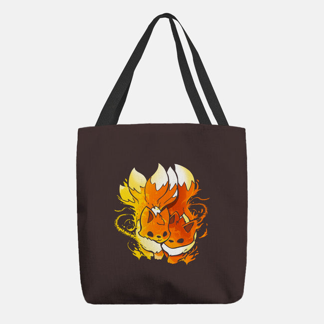 Fire Foxes-none basic tote bag-Vallina84