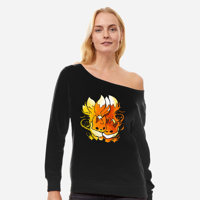 Fire Foxes-womens off shoulder sweatshirt-Vallina84