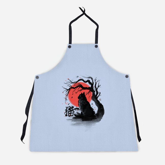 Black Cat Kanji-unisex kitchen apron-fanfabio