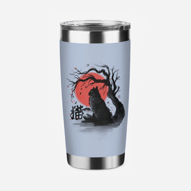 Black Cat Kanji-none stainless steel tumbler drinkware-fanfabio