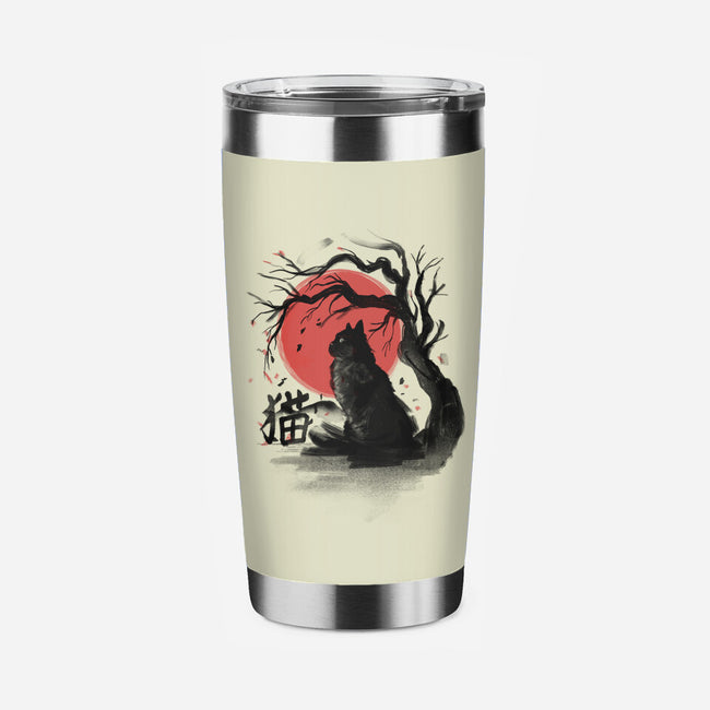 Black Cat Kanji-none stainless steel tumbler drinkware-fanfabio