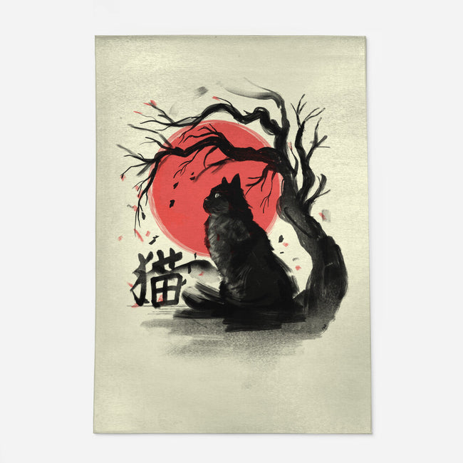 Black Cat Kanji-none indoor rug-fanfabio