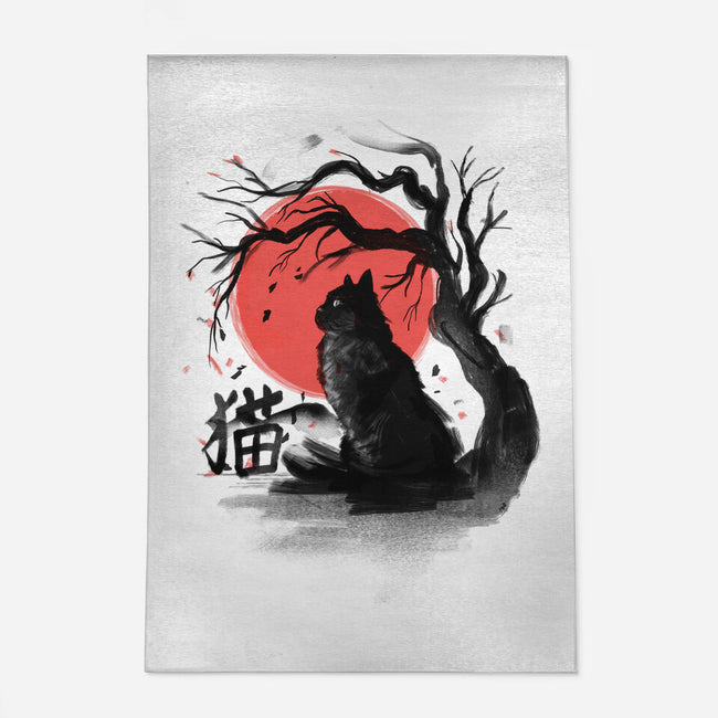 Black Cat Kanji-none indoor rug-fanfabio