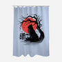 Black Cat Kanji-none polyester shower curtain-fanfabio