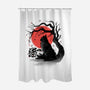 Black Cat Kanji-none polyester shower curtain-fanfabio