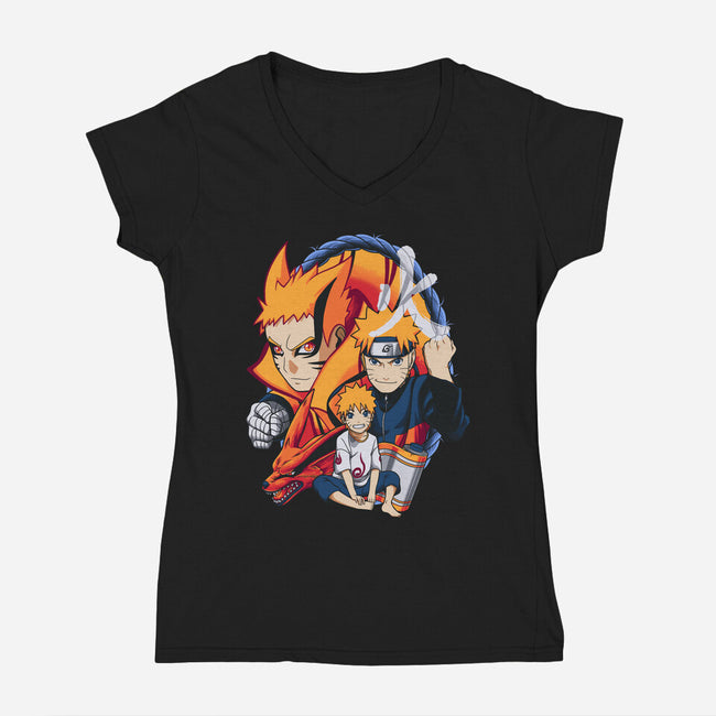 Evolution Of A Ninja-womens v-neck tee-Badbone Collections