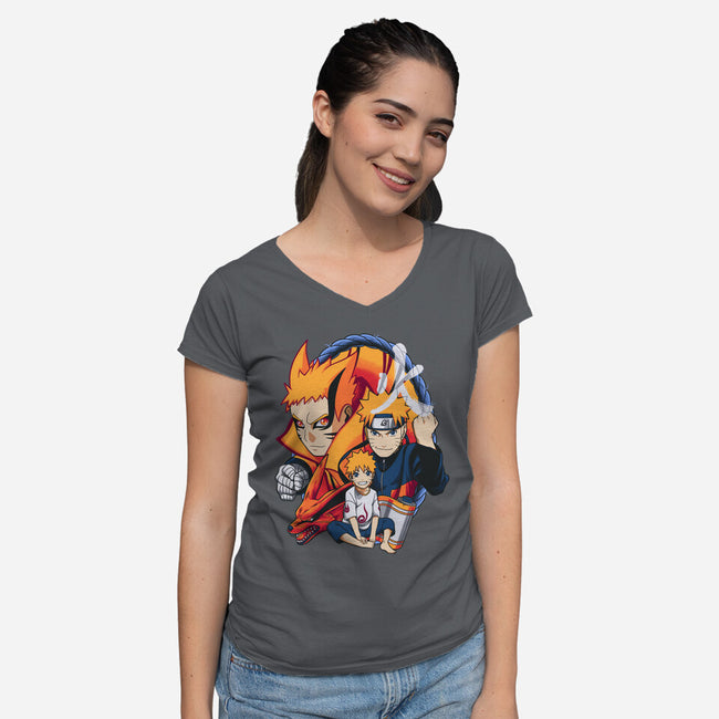 Evolution Of A Ninja-womens v-neck tee-Badbone Collections