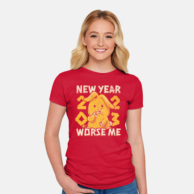 New Year Worse Me-womens fitted tee-Aarons Art Room