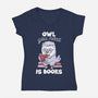 Owl You Need Is Books-womens v-neck tee-tobefonseca