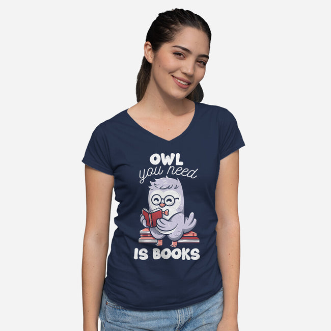 Owl You Need Is Books-womens v-neck tee-tobefonseca