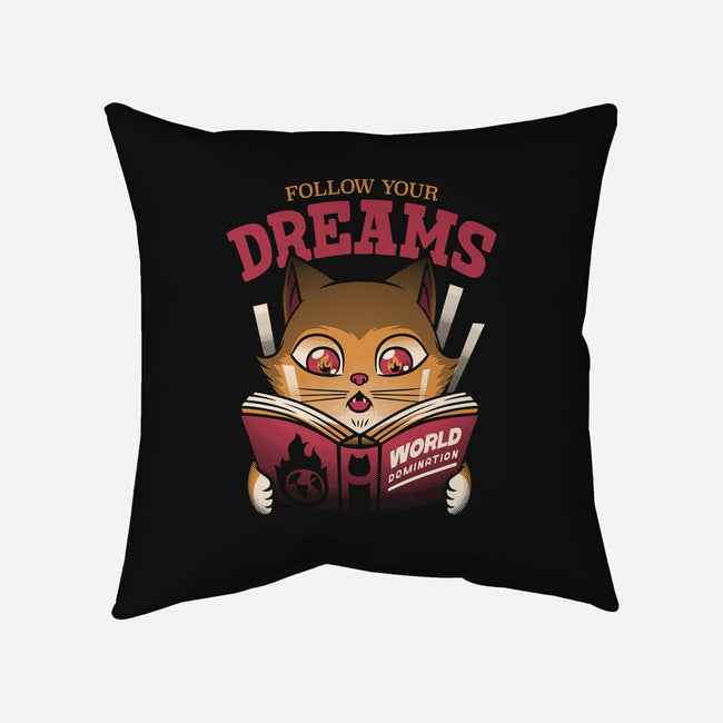 Cat World Domination-none removable cover w insert throw pillow-tobefonseca
