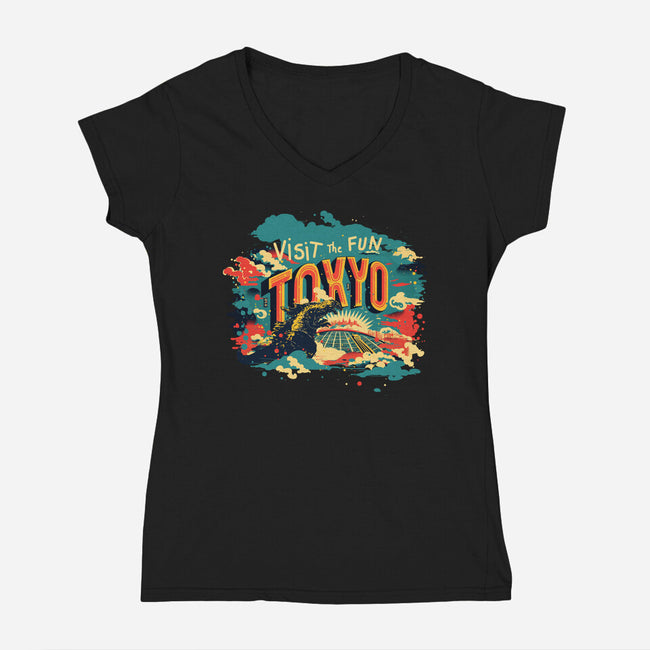 Visit Tokyo-womens v-neck tee-kharmazero