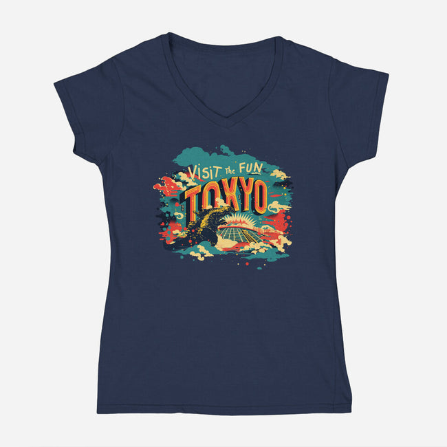 Visit Tokyo-womens v-neck tee-kharmazero
