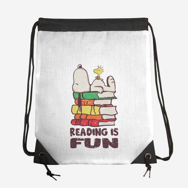 Reading Is Fun With Snoopy-none drawstring bag-turborat14