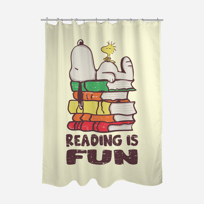 Reading Is Fun With Snoopy-none polyester shower curtain-turborat14
