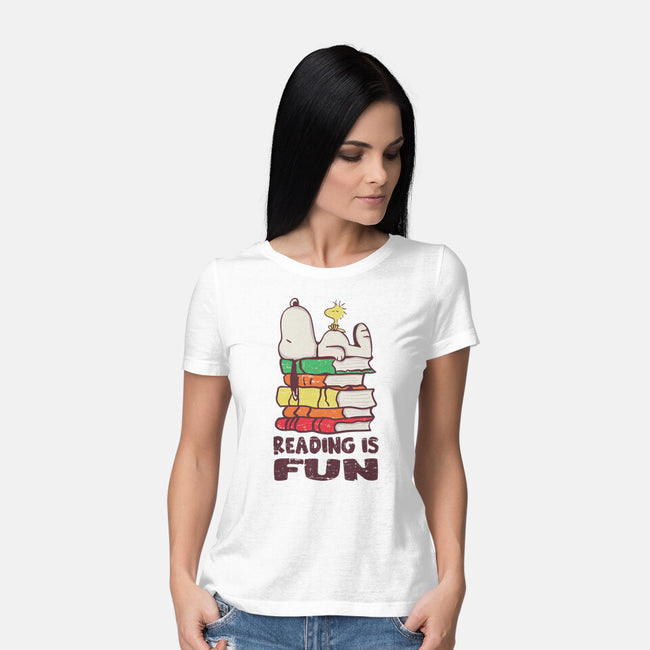 Reading Is Fun With Snoopy-womens basic tee-turborat14