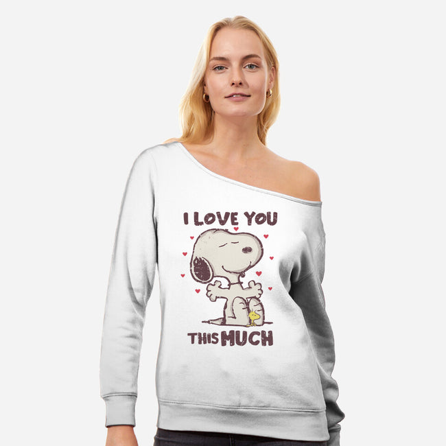Love You This Much-womens off shoulder sweatshirt-turborat14