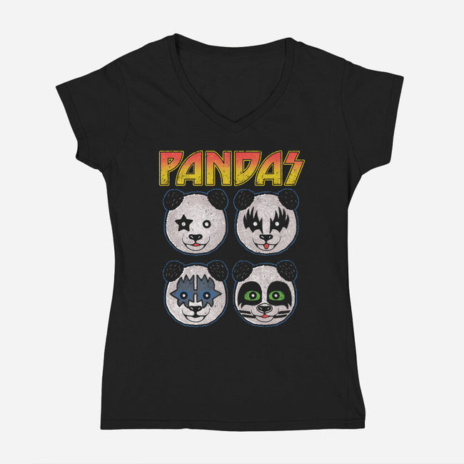 Pandas-womens v-neck tee-turborat14