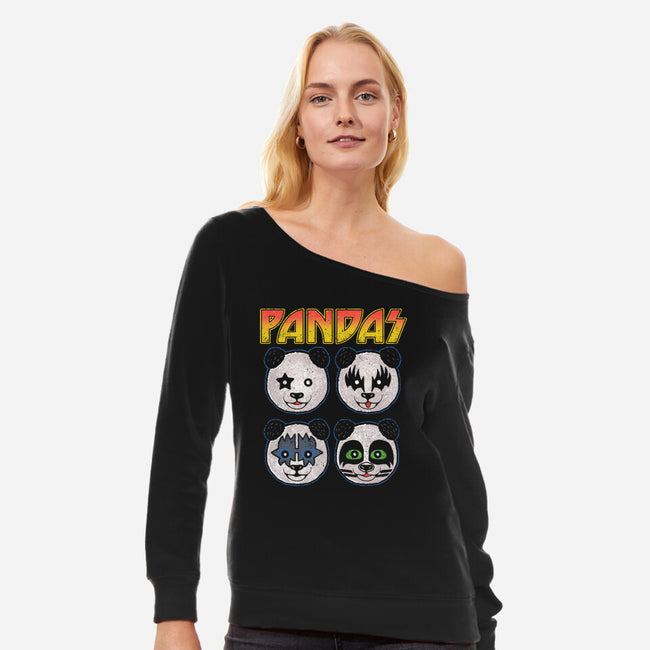 Pandas-womens off shoulder sweatshirt-turborat14