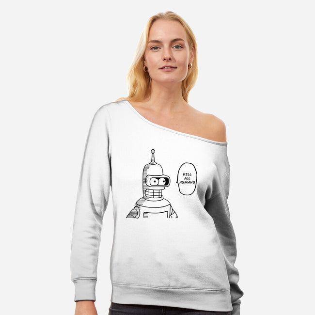 One Beer Bot-womens off shoulder sweatshirt-Melonseta