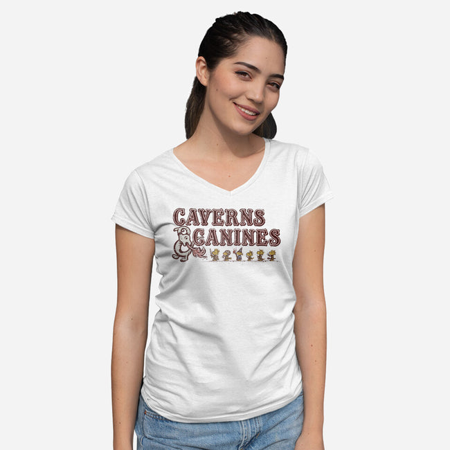 Caverns And Canines-womens v-neck tee-kg07