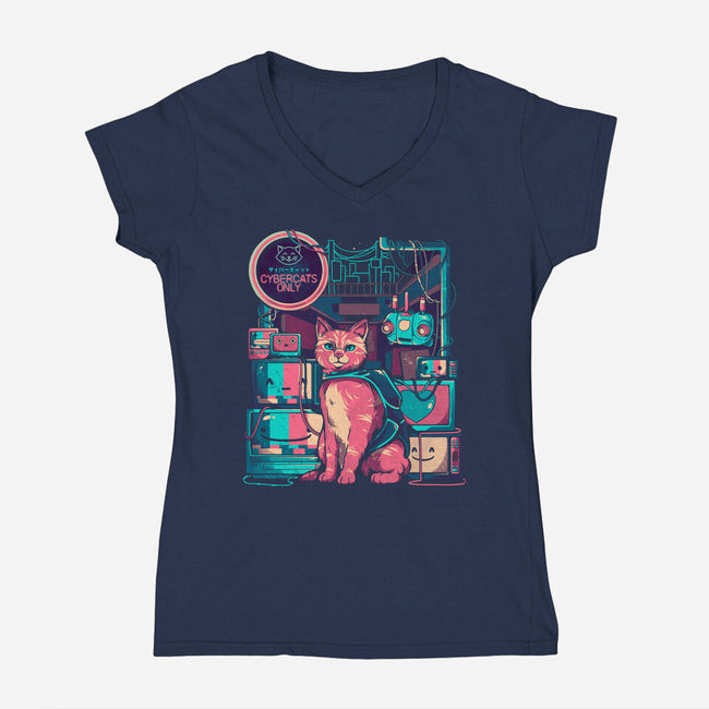 Cybercats Only-womens v-neck tee-eduely
