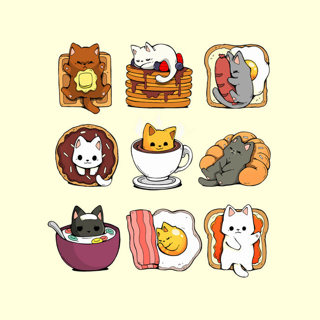 Breakfast Cats-none removable cover w insert throw pillow-Vallina84